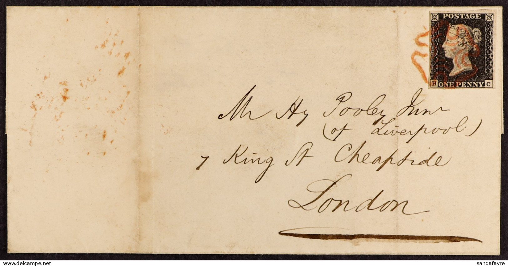 1840 1d Black, Plate 2 'HC', An Attractive Four Margined Example On MAY 25TH 1840 Wrapper, Tied By Maltese Cross, Liverp - Non Classés