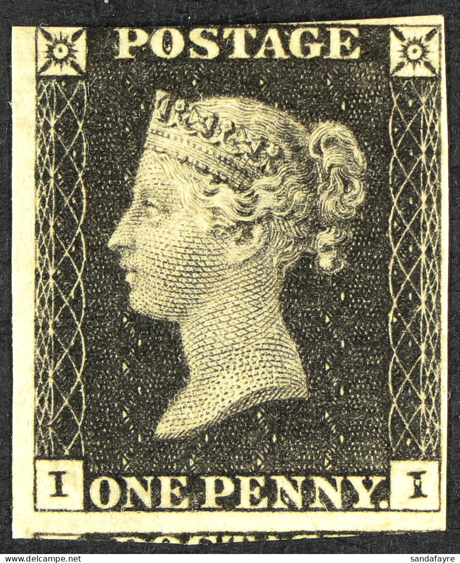 1840 1d Black 'II' Plate 3, SG 2, Mint Large Part OG, 3 Margins Just Shaving At Upper Left, Shows Portion Of Adjoining S - Unclassified