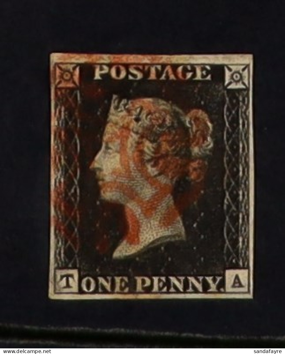 1840 1d Black 'TA' Plate 4, SG 2, Used With 4 Margins & Red Maltese Cross Cancellation. - Ohne Zuordnung