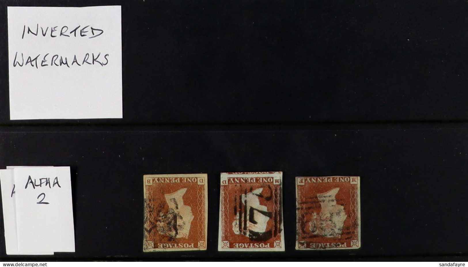 1841 1d RED INVERTED WATERMARKS. 1841 1d Red-brown Imperfs, Each With Inverted Watermark - The 3 Basic Types - 'DB' With - Sonstige & Ohne Zuordnung
