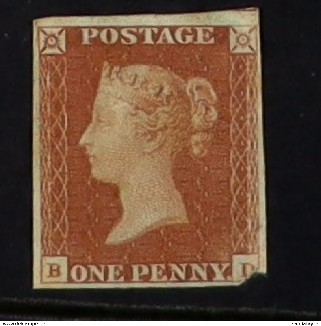1841 1d Red-brown 'OC' From 'black Plate' 11, SG 7, Unused With 4 Margins But Tip Missing From 'D' Corner. Cat ?8500. - Other & Unclassified