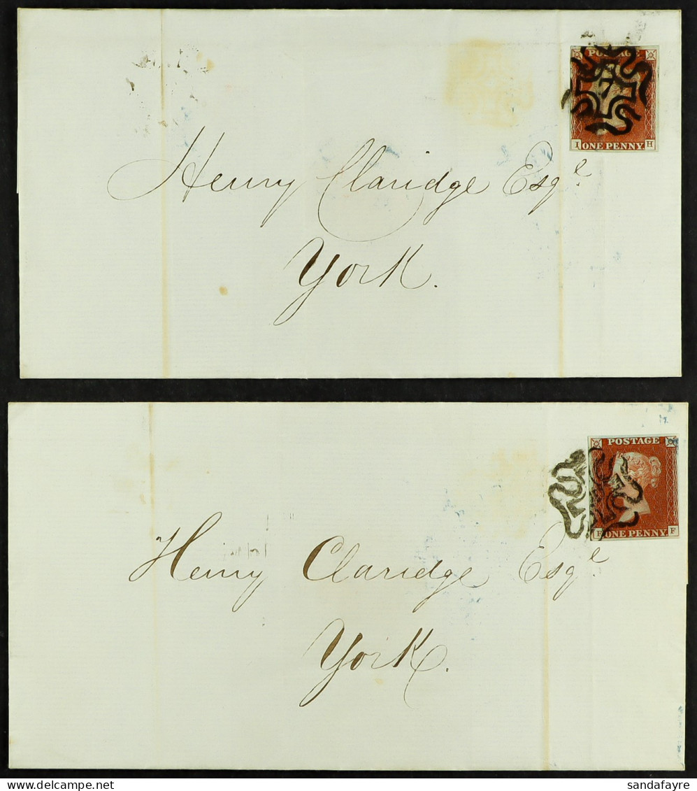 1841 1d Reds, Two Wrappers To York, Each Four Margined And Cancelled By Number 7 Or 10 In Maltese Cross, The Former With - Sonstige & Ohne Zuordnung