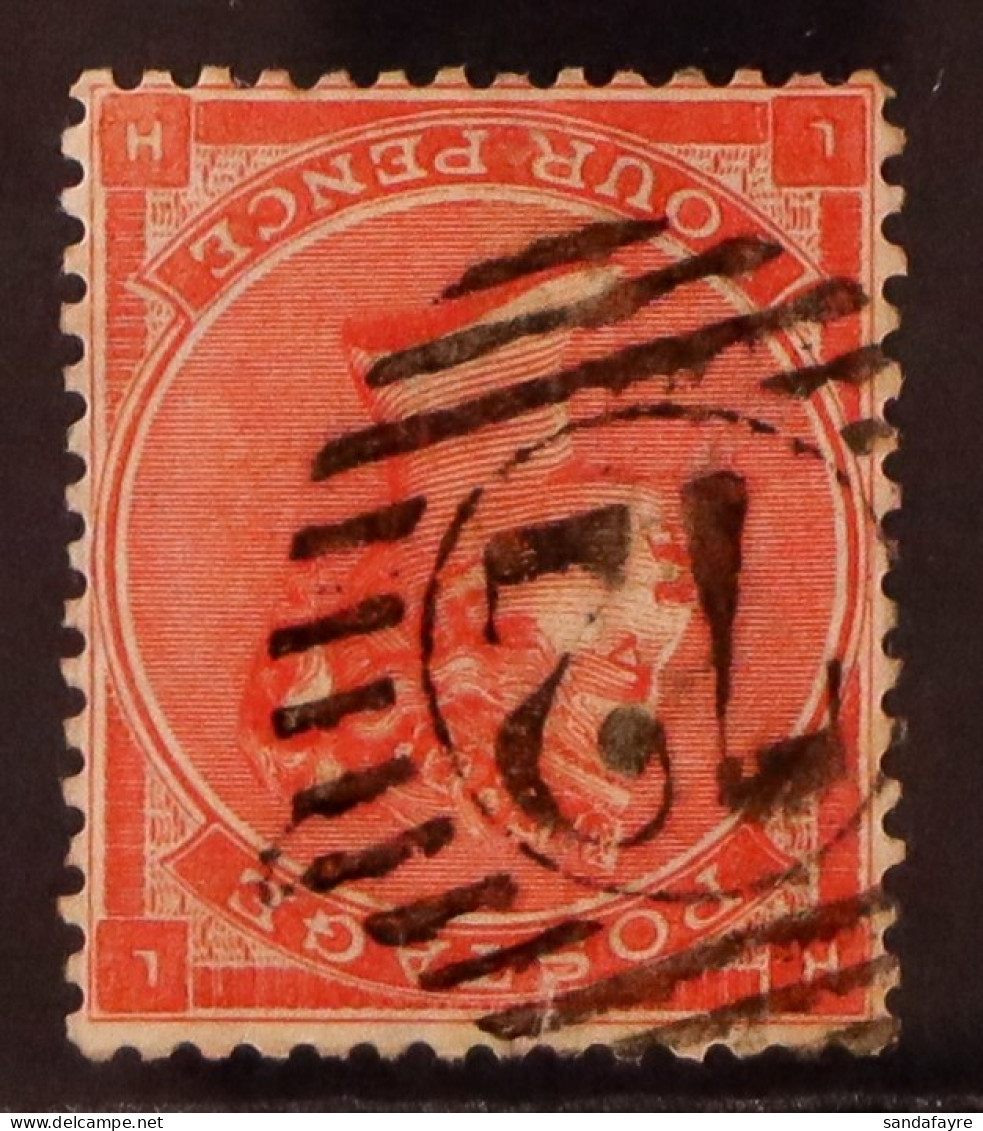 1862-64 4d Bright Red (a Very Rich Shade) Small Letters With INVERTED WATERMARK, SG 79Wi, Used With Neat Numeral Pmk, We - Sonstige & Ohne Zuordnung