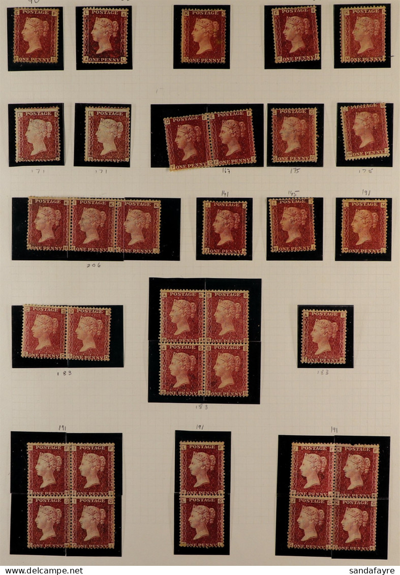 1864-79 1d REDS MINT COLLECTION In Hingeless Mounts On Page, Includes Plates 90, 138, 141, 145, 163, 167 (x3 Incl Pair), - Autres & Non Classés