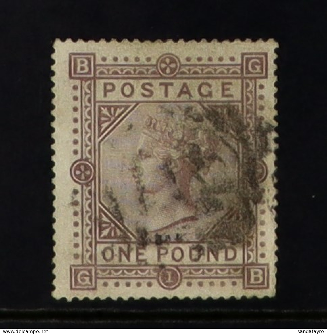 1867-83 ?1 Brown - Lilac, Wmk Large Anchor On Blued Paper, SG 132, Used With Light Indistinct Barred Numeral Cancellatio - Autres & Non Classés