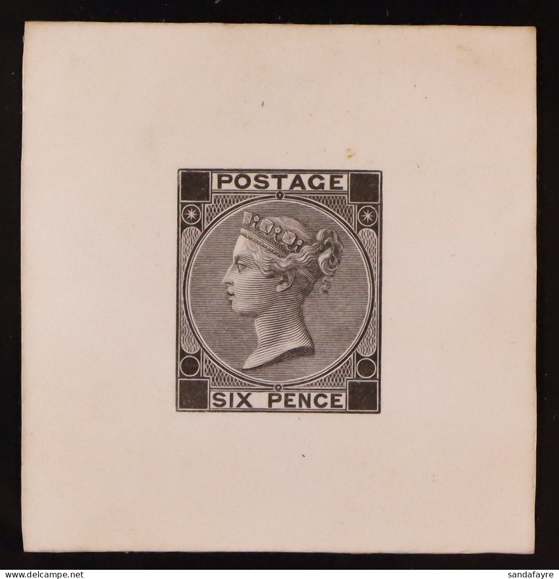 1869 6d (without Hyphen) DIE PROOF From The De La Rue Striking Books In Black On Card With Uncleared Corner Squares & Pl - Autres & Non Classés