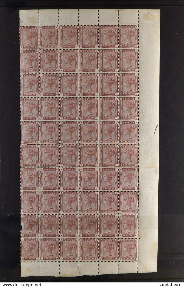 1880 1d Venetian Red, SG 166, An Intact 'quarter Sheet' Of 60 Stamps From The Top-right Corner Of The Sheet (lettered AG - Andere & Zonder Classificatie