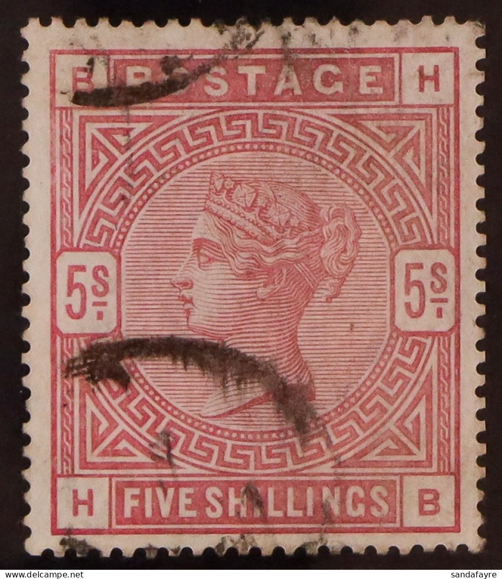 1883-84 5s Rose On Blued Paper, SG 176, Used With Part Cds Cancellations Leaving The Profile Clear. Cat ?3200. - Sonstige & Ohne Zuordnung