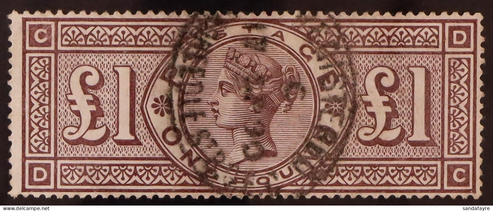1884 ?1 Brown - Lilac, Wmk Crowns, SG 185, Used With Neat Registered Oval Cancellation. Cat ?3000. - Other & Unclassified