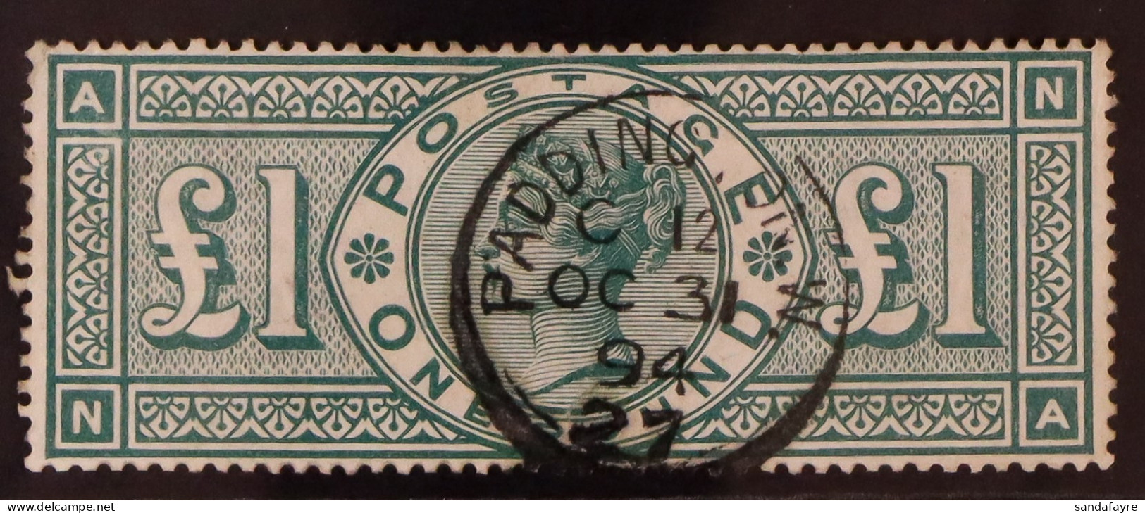 1891 ?1 Green, SG 212, Used With Neat Paddington Cds Of OCT 31 94. Very Fine, Cat ?800 - Other & Unclassified