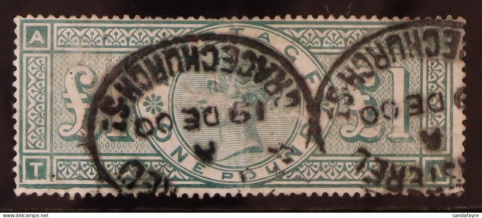 1891 ?1 Green 'TA' With 'frame Broken', SG 212a, Used With Registered Oval Cancellations, Slightly Rubbed At Left, Press - Autres & Non Classés