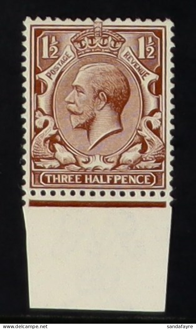 1912-24 1?d Brown Wmk Cypher, Spec N18(8), Never Hinged Mint. RPS Certificate For This Stamp Before Side Margin Removed, - Non Classés