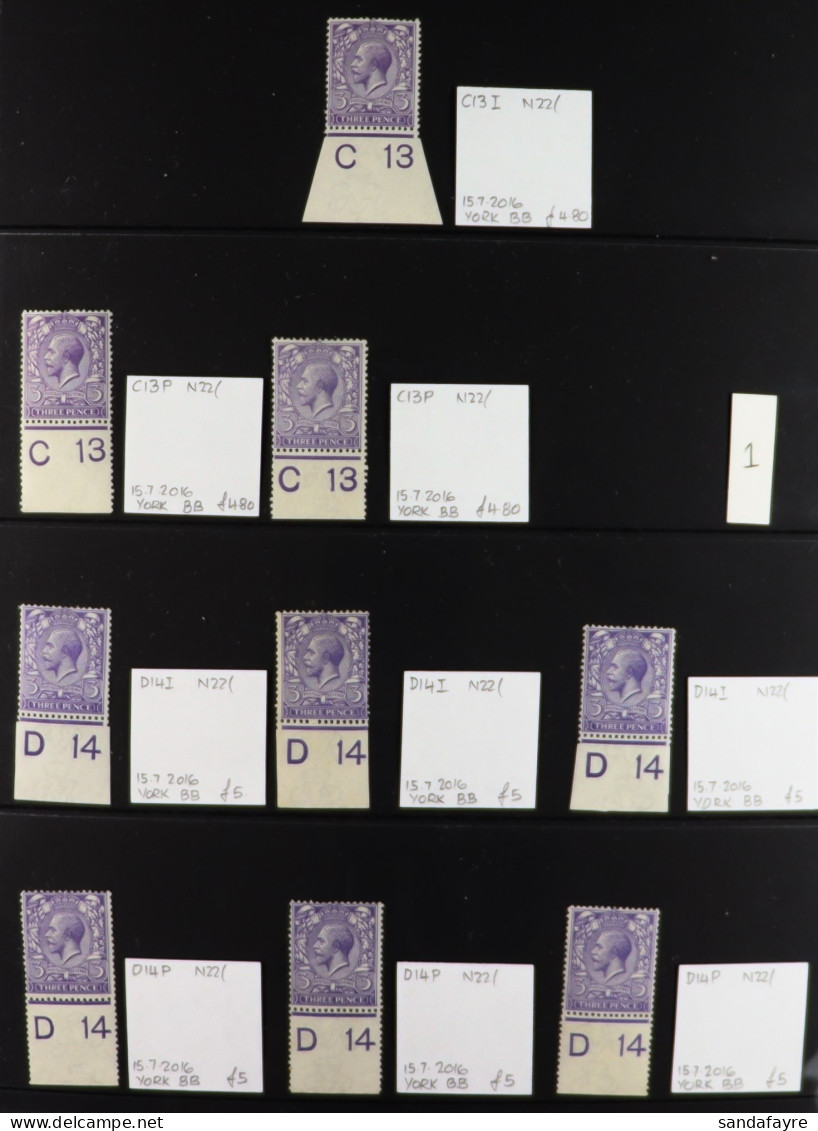 1912-24 3d VIOLETS - SPECIALIZED CONTROL NUMBERS COLLECTION Of Mint (much Never Hinged Mint) 3d Violet Watermark Simple  - Unclassified