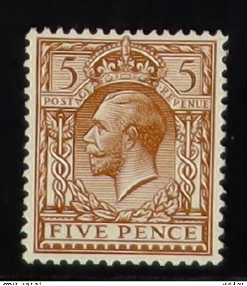 1912-24 5d Yellow-brown NO WATERMARK, SG 382a, Never Hinged Mint. Copy Of The BPA Certificate For The Original Block 4.  - Non Classés