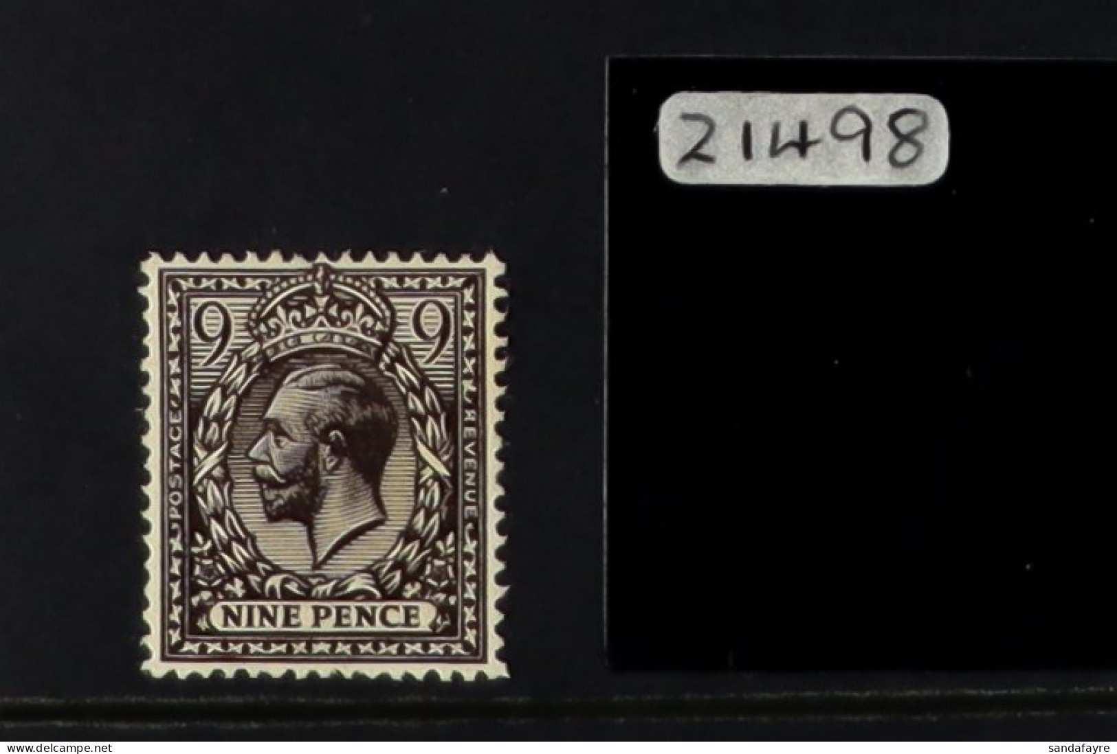 1912-24 9d Very Deep Agate Wmk Cypher, Spec N29(4), Lightly Hinged Mint. Brandon Certificate, Cat ?700. - Non Classés