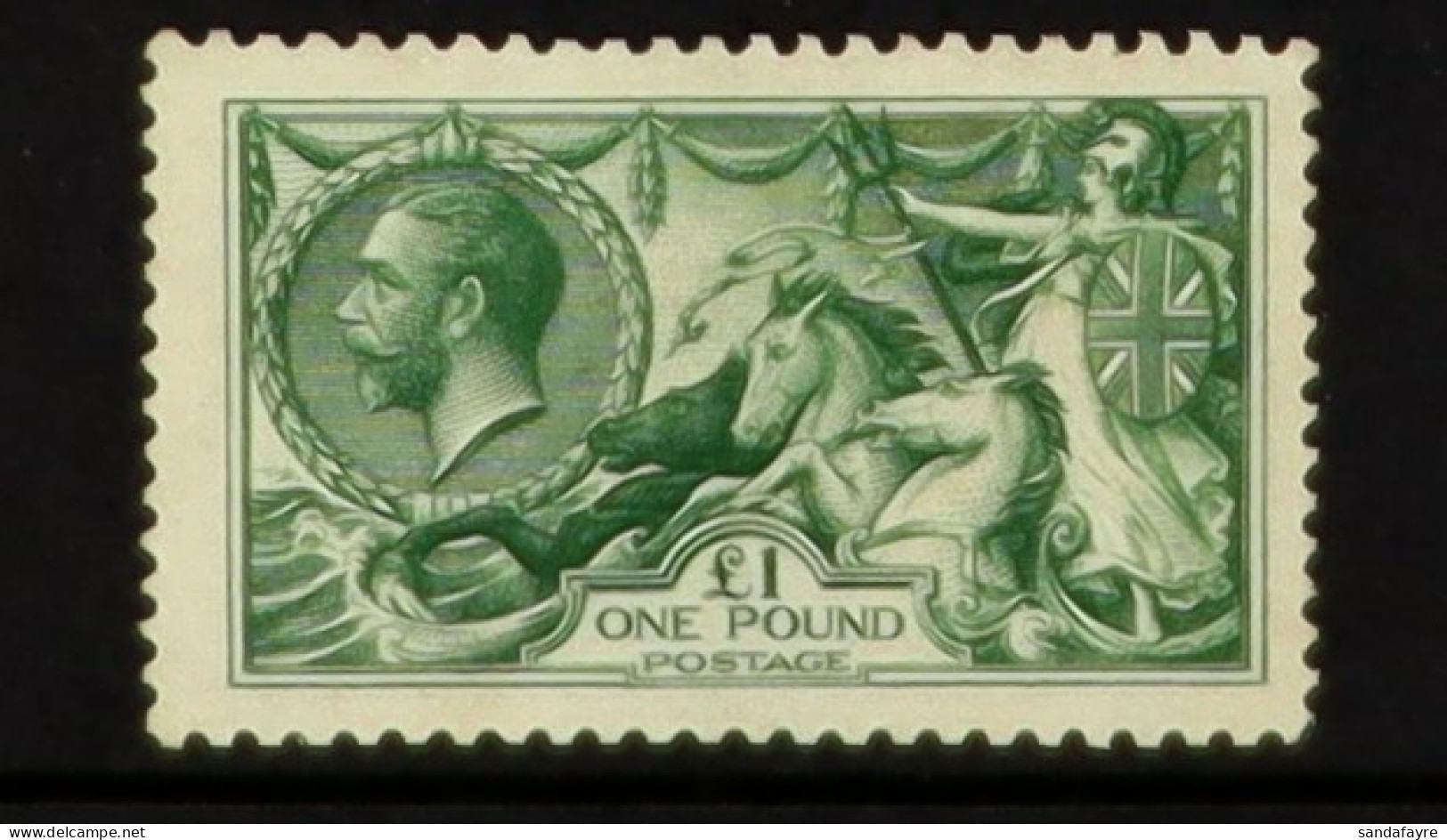 1913 ?1 Green Seahorse, SG 403, Fine Mint. Cat. ?2800. - Unclassified