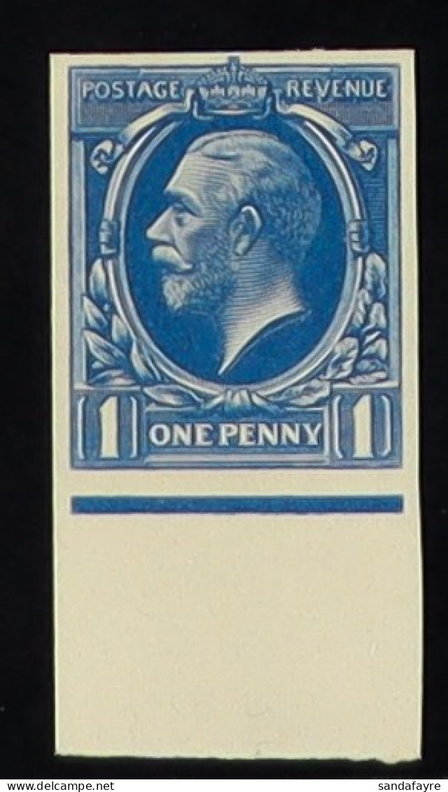 1934 PHOTOGRAVURE TRIAL. 1d Design (with 1912 Frame + 1934 Head On Solid Background), Imperforate In Royal Blue On Unwat - Unclassified