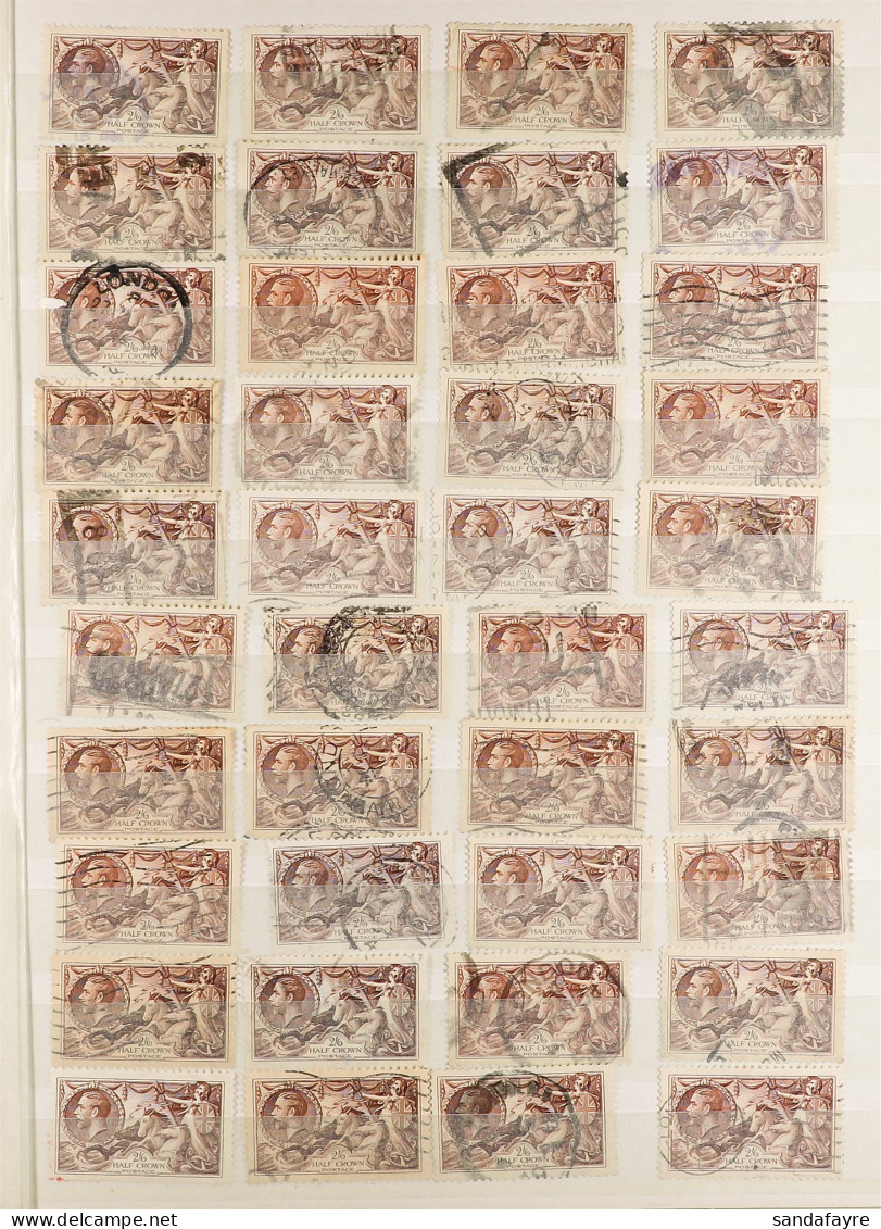1934 RE-ENGRAVED SEAHORSES Approx 600 Used Examples - 2s6d Browns (440+), 5s Rose-reds (140+) And 10s Indigo (10), Cat ? - Ohne Zuordnung