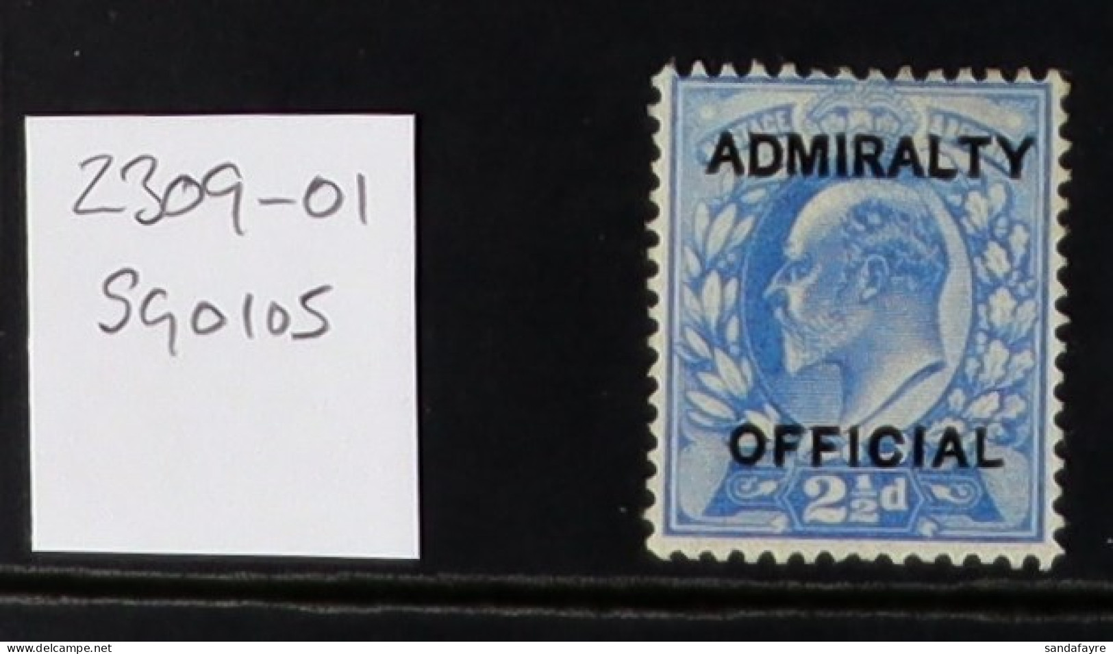 ADMIRALTY OFFICIAL 2?d Ultramarine With Overprint Type O10, SG O105, Mint Part OG, Lightly Hinged. Wenvoe Certificate, C - Zonder Classificatie