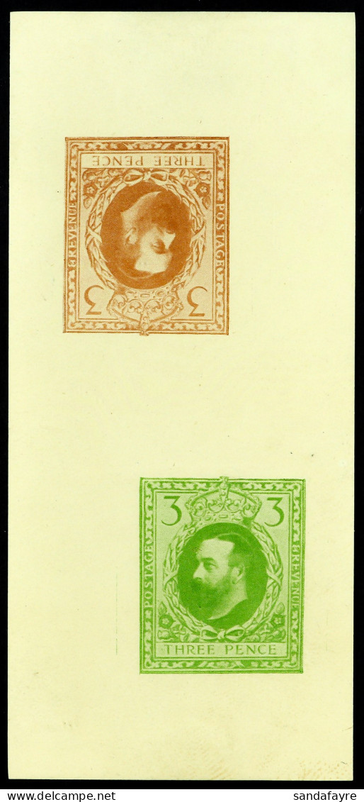 DOWNEY HEAD - HALF TONE ESSAY Large Format 3d Two Impressions In Pale Red-brown (inverted) And Deep Yellow-green On Proo - Unclassified