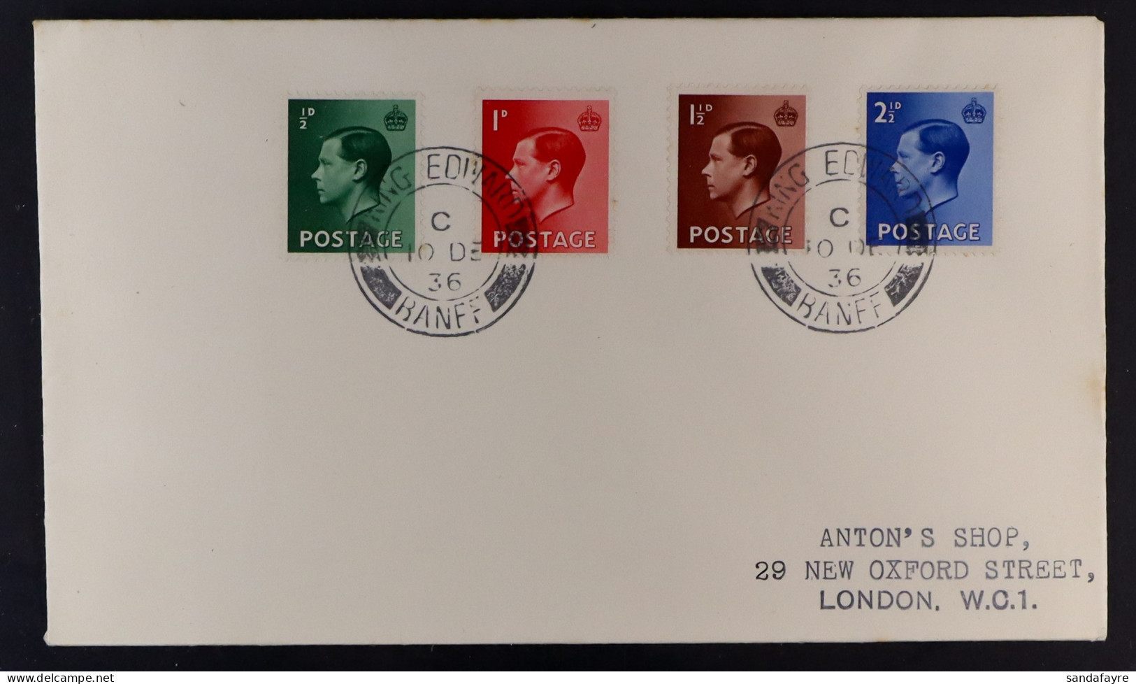 1936 (10 Dec) Set Of 4 Stamps Neatly Arranged And Tied To Env By 'KING EDWARD / BANFF' Cds's On Abdication Day. Very Fin - Unclassified