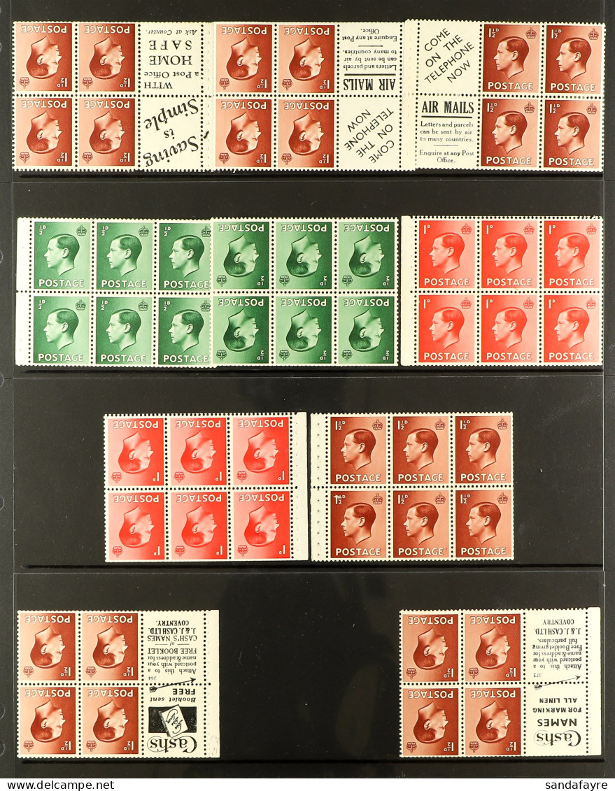 1936 BOOKLET PANES 22 Chiefly Never Hinged Mint Complete Panes, Note 1?d Red-brown Advertising Panes 4 + 2 Labels (17),  - Unclassified