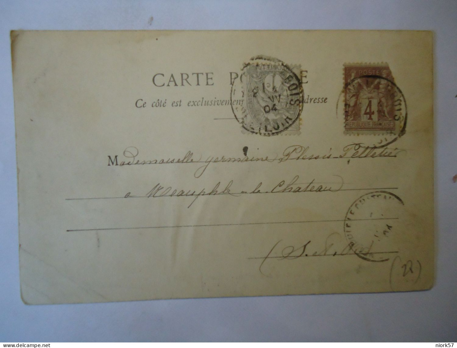 FRANCE   POSTCARDS  BREZOLLES   1904 2 STAMPS - Autres & Non Classés