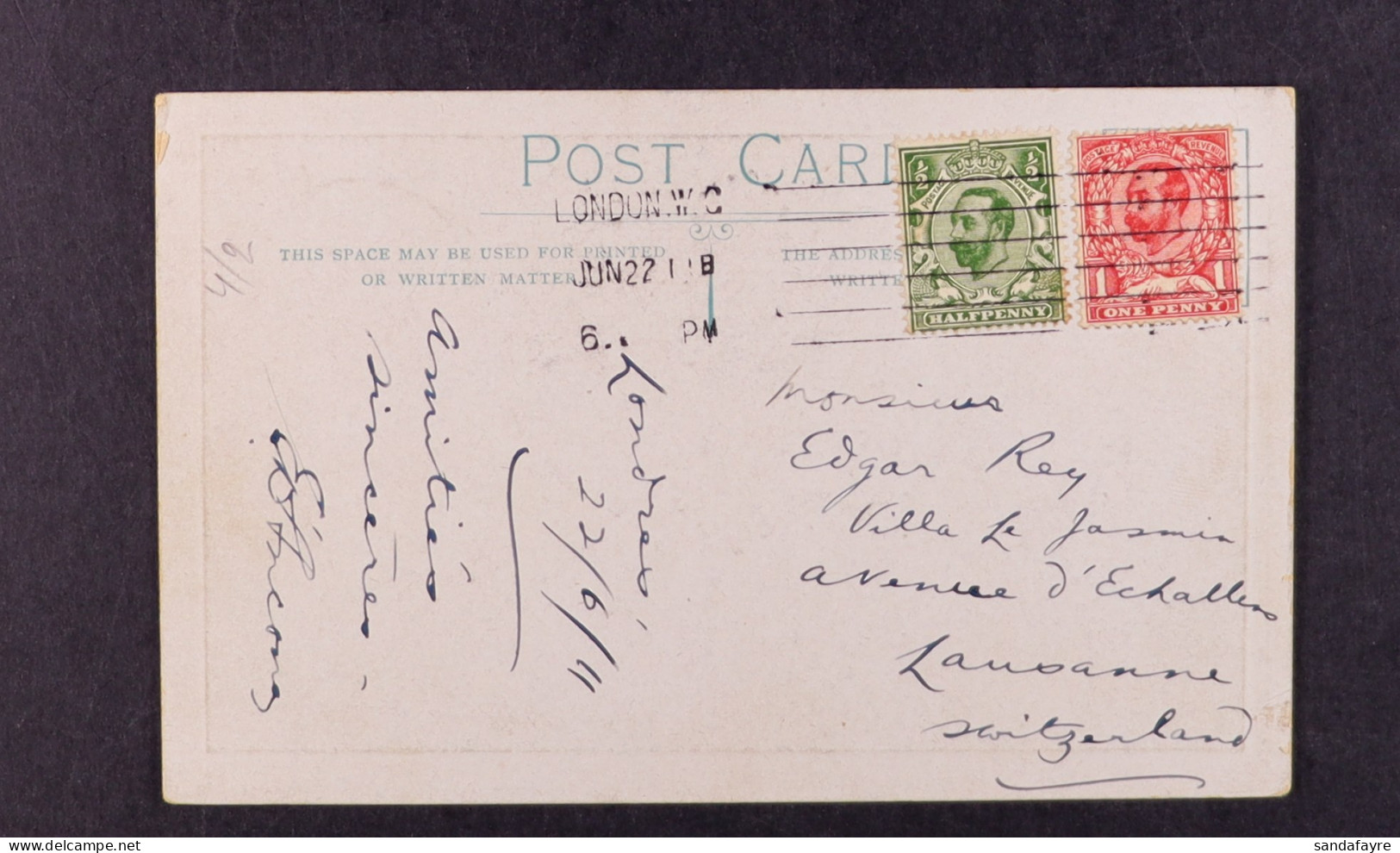 1911 (22 Jun) ?d Green & 1d Red Downey Head Stamps Tied By FDI London Machine Cancellation To King And Queen 'Souvenir / - FDC