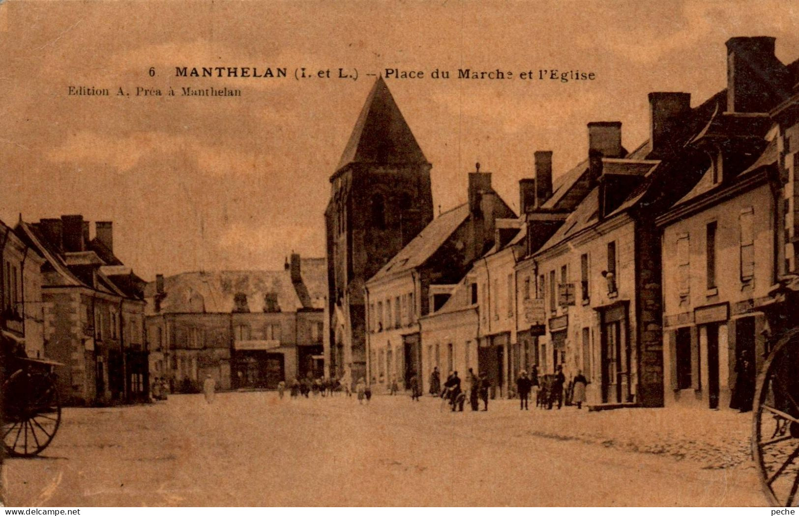 N°2626 W -cpa Manthelan -place Du Marché Et L'église- - Andere & Zonder Classificatie