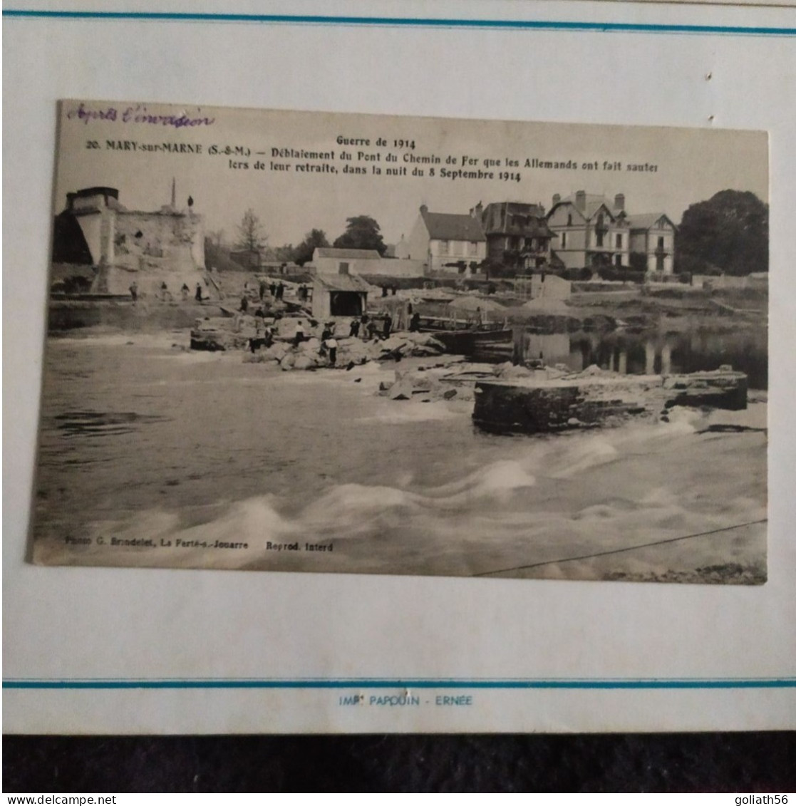 CPA  Guerre De 1914 - Mary Sur Marne - Déblaiement Du Pont De Chemin De Fer Que Les Allemands Ont Fait Sauter En 1914 - Weltkrieg 1914-18