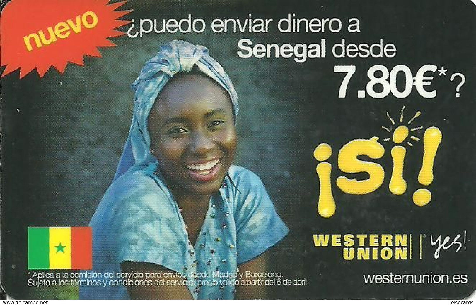 Spain: Prepaid IDT - Western Union, Flag Senegal - Autres & Non Classés