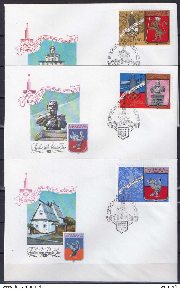 USSR Russia 1977 Olympic Games Moscow, Golden Ring Towns Set Of 6 On 6 FDC - Summer 1980: Moscow