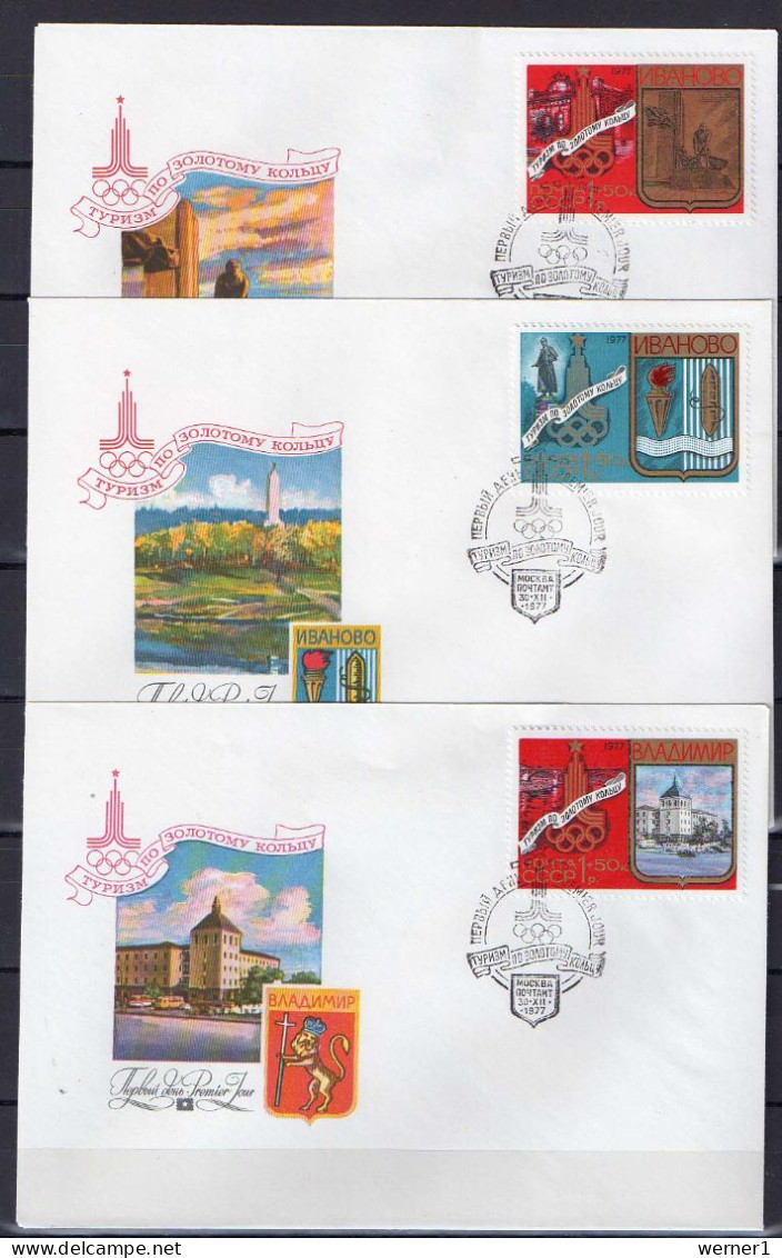 USSR Russia 1977 Olympic Games Moscow, Golden Ring Towns Set Of 6 On 6 FDC - Ete 1980: Moscou