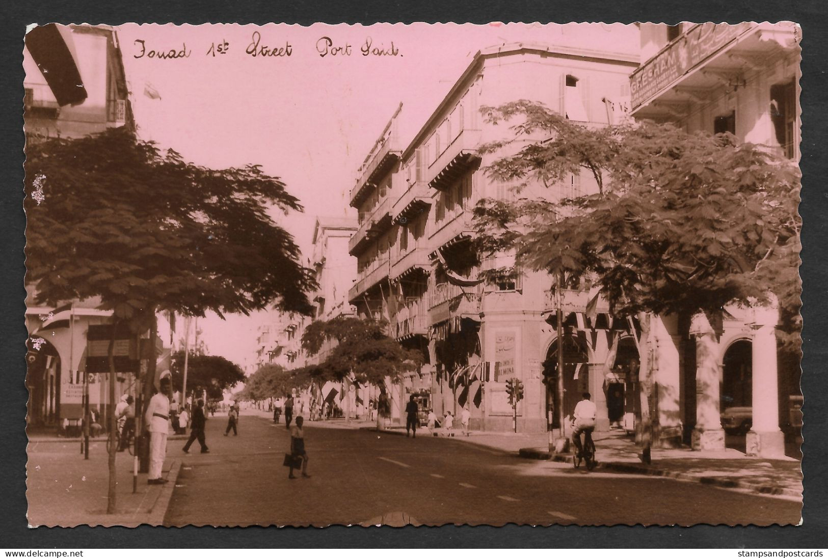 Egypte Port-Said Fouad Street Carte Postale Photo Veritable Egypt Port Said Real Photo Postcard - Port-Saïd