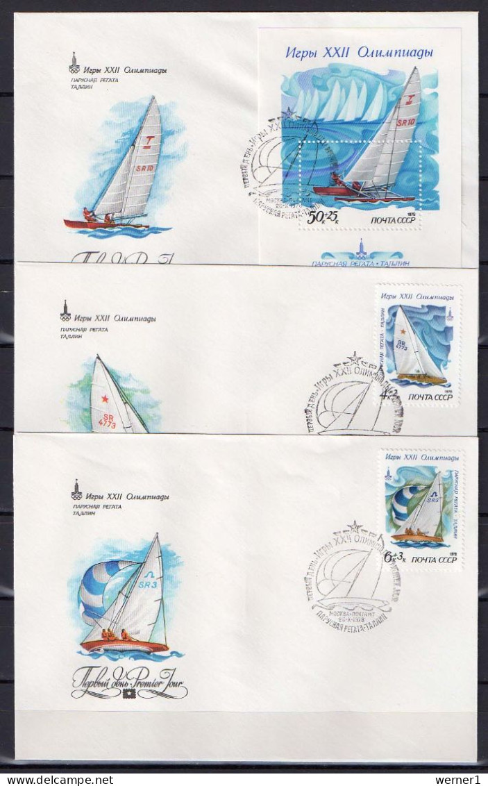 USSR Russia 1978 Olympic Games Moscow, Sailing Set Of 5 + S/s On 6 FDC - Ete 1980: Moscou