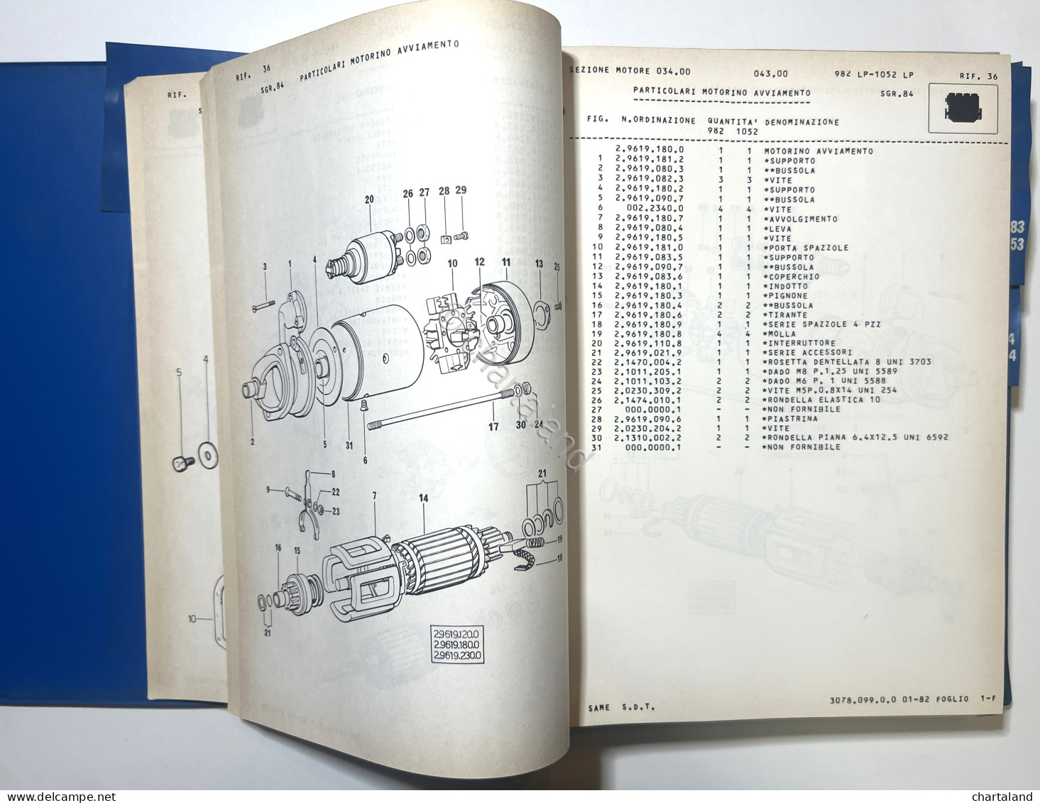 Catalogo Parti Di Ricambio Originali SAME Trattori Dei Motori Serie P - Ed. 1982 - Autres & Non Classés