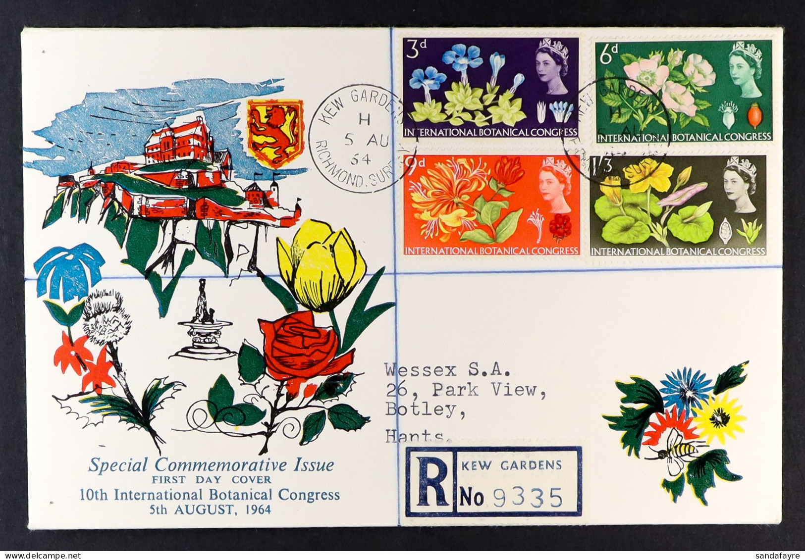 1964 Botanial?Congress Phosphor Set On Illustrated Typed Address First Day Cover, With 'Kew Gardens' Cds Postmarks With  - FDC