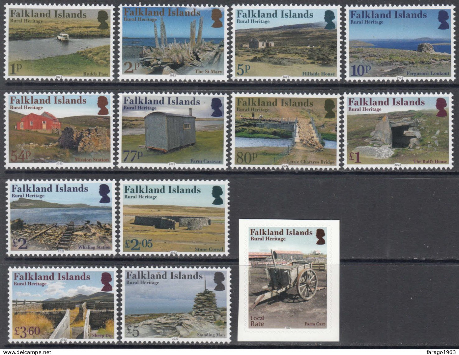 2022 Falkland Islands Rural Heritage Definitives  Complete Set Of 13 MNH - Islas Malvinas