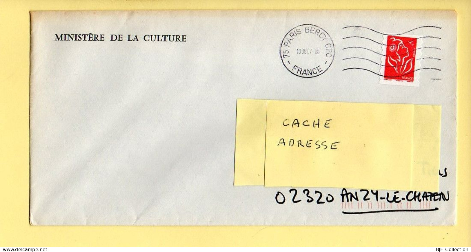 Oblitération Mécanique : FRANCE – 75 PARIS BERCY CPC Du 10/08/2007 (voir Entête Ministère De La Culture / Voir  Timbre) - Mechanische Stempels (varia)