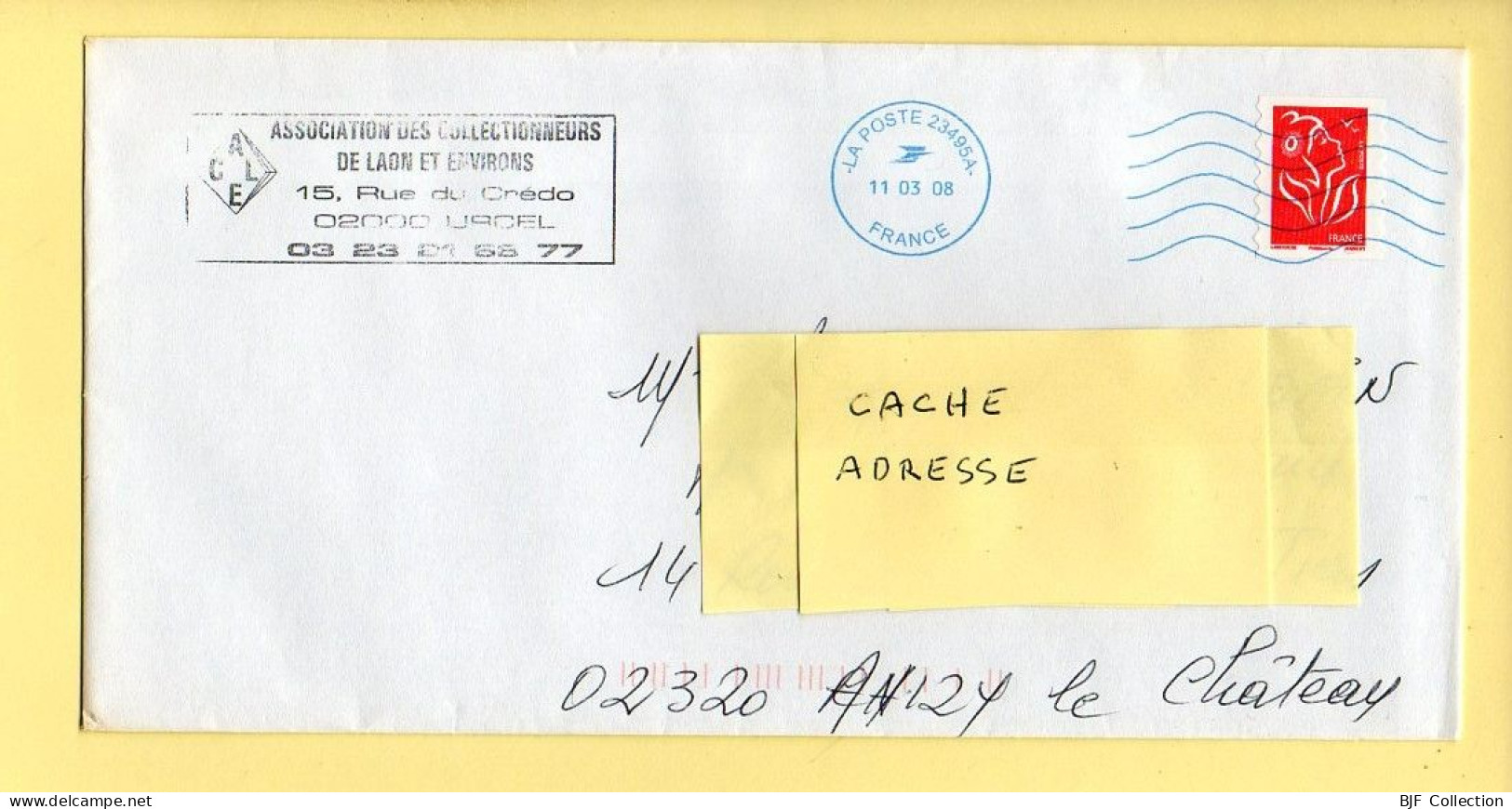 Oblitération Mécanique : Bleu / FRANCE LA POSTE – 23495A Du 11/03/2008 (voir Timbre) - Mechanical Postmarks (Other)
