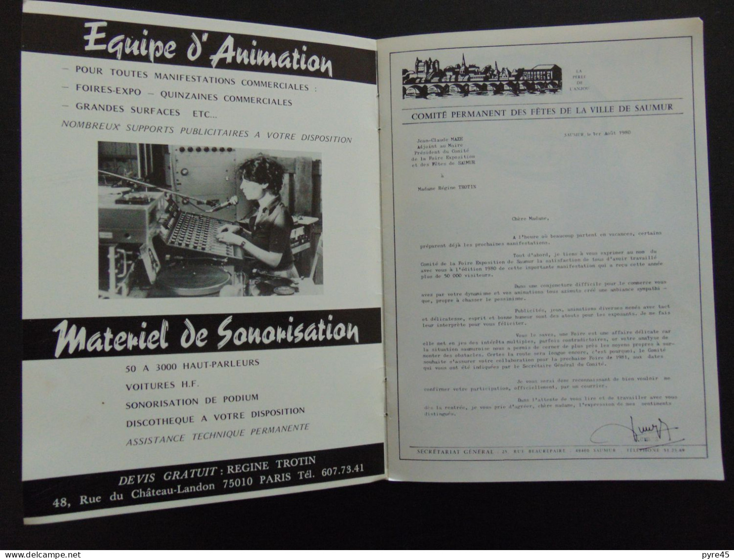 PUBLICITAIRE REGINE TROTIN ANIMATION PARIS 1980 - Publicités
