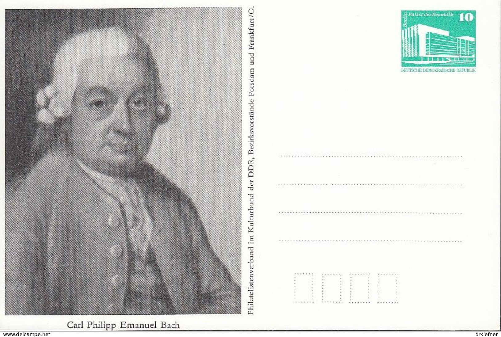 DDR PP 18, Ungebraucht, Carl Philipp Emanuel Bach, 1988 - Cartes Postales Privées - Neuves