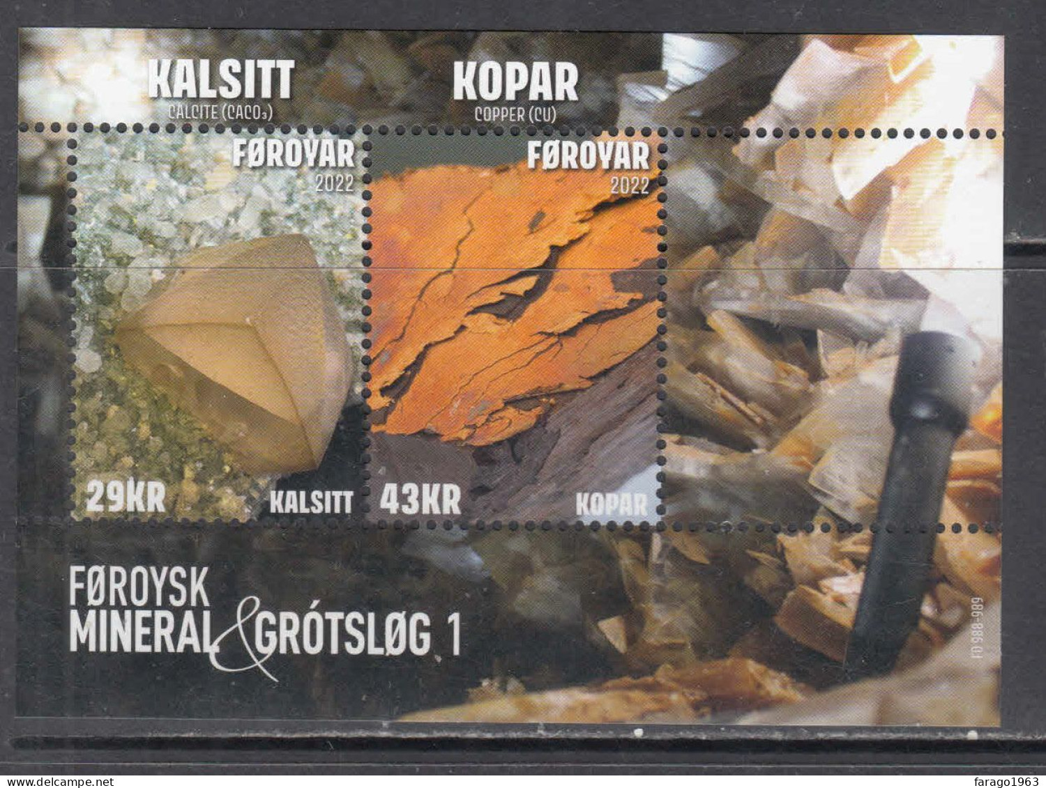 2022 Faroe Islands Minerals Geology Mining  Souvenir Sheet MNH @ BELOW FACE VALUE - Féroé (Iles)