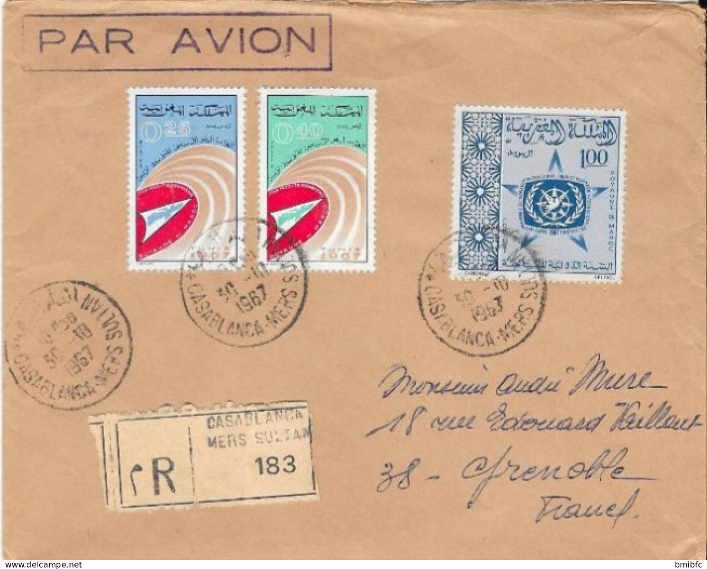 PAR AVION - R - CASABLANCA  30-10-1967 - Marocco (1956-...)