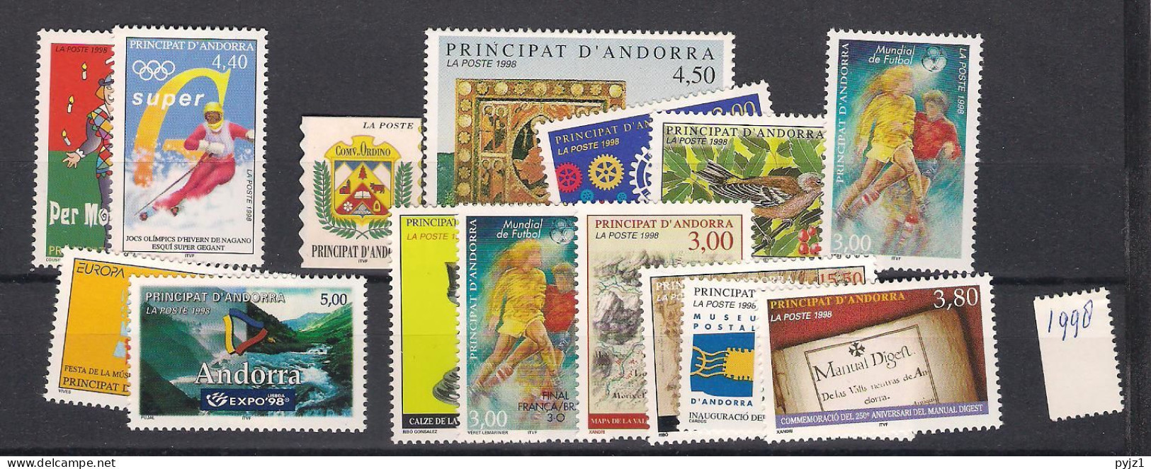 1998  MNH Andorra (French), Year  Complete According To Michel, Postfris** - Années Complètes