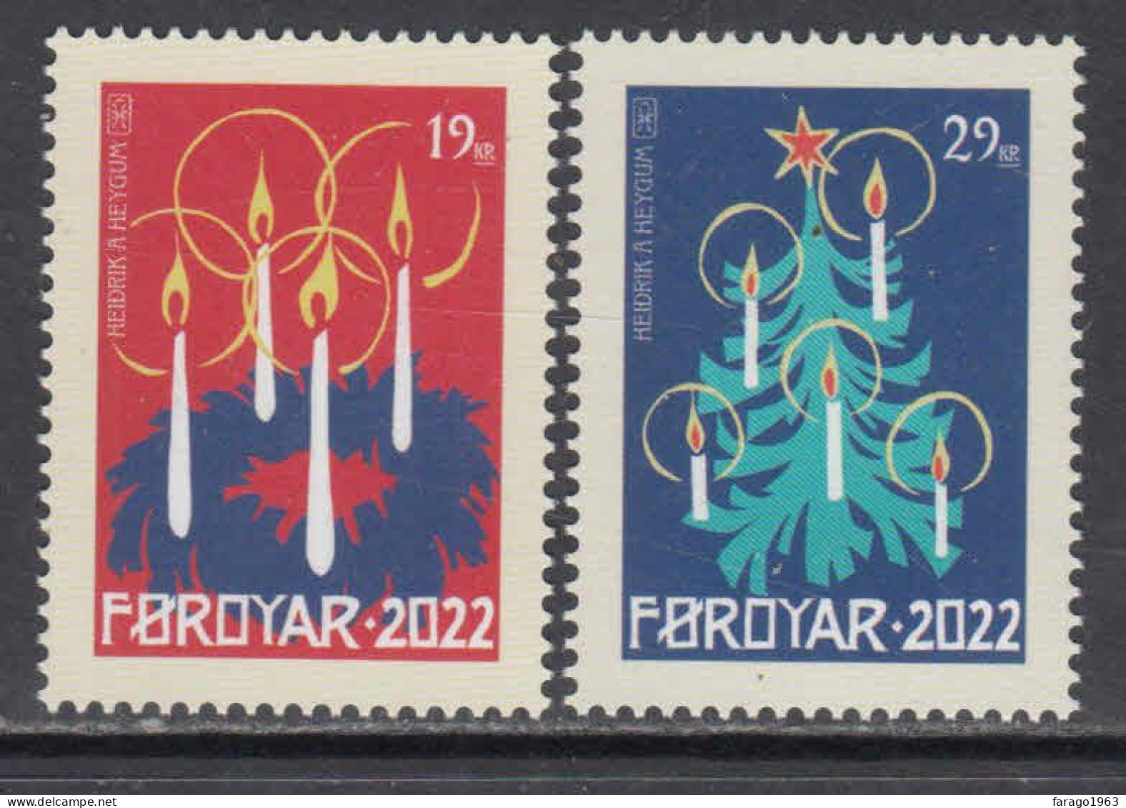 2022 Faroe Islands Christmas Noel Navidad Complete Set Of 2 MNH @ BELOW FACE VALUE - Féroé (Iles)