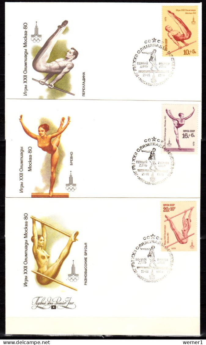 USSR Russia 1979 Olympic Games Moscow, Gymnastics Set Of 5 + S/s On 6 FDC - Ete 1980: Moscou