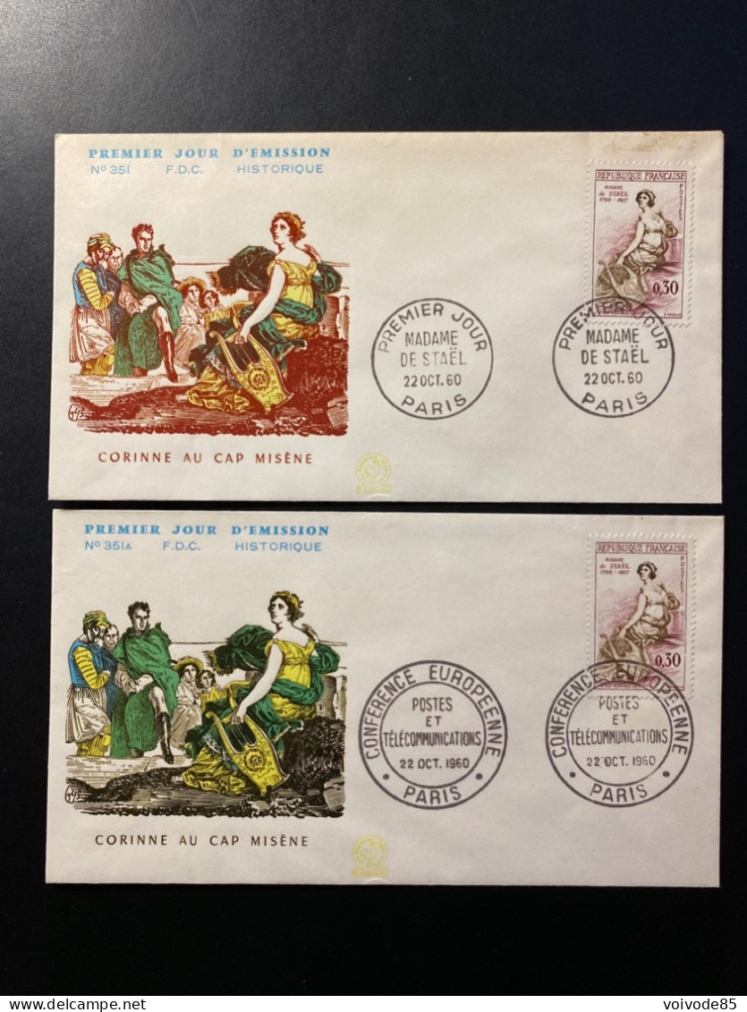 Enveloppes 1er Jour "Madame De Staël" - 22/10/1960 - 1269 - Historique N° 351/351A - 1960-1969