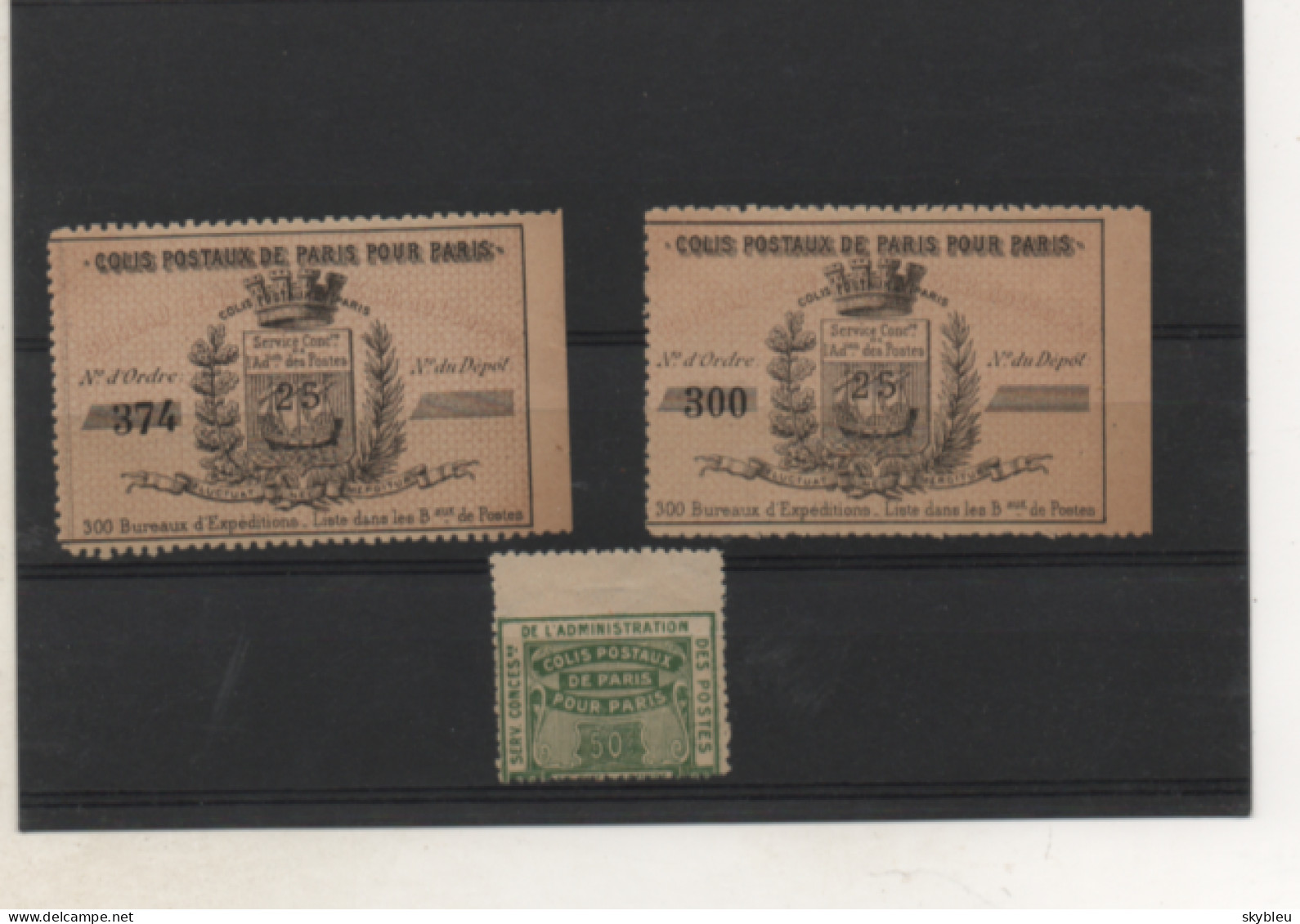 Timbres Colis Postaux De Paris Pour Paris -  25 Et 50 C - - Other & Unclassified