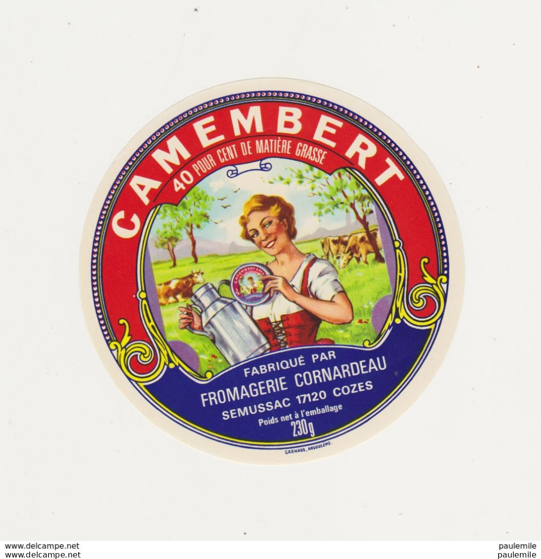 ETIQUETTE DE CAMEMBERT CORNARDEAU COZES 17120 - Fromage